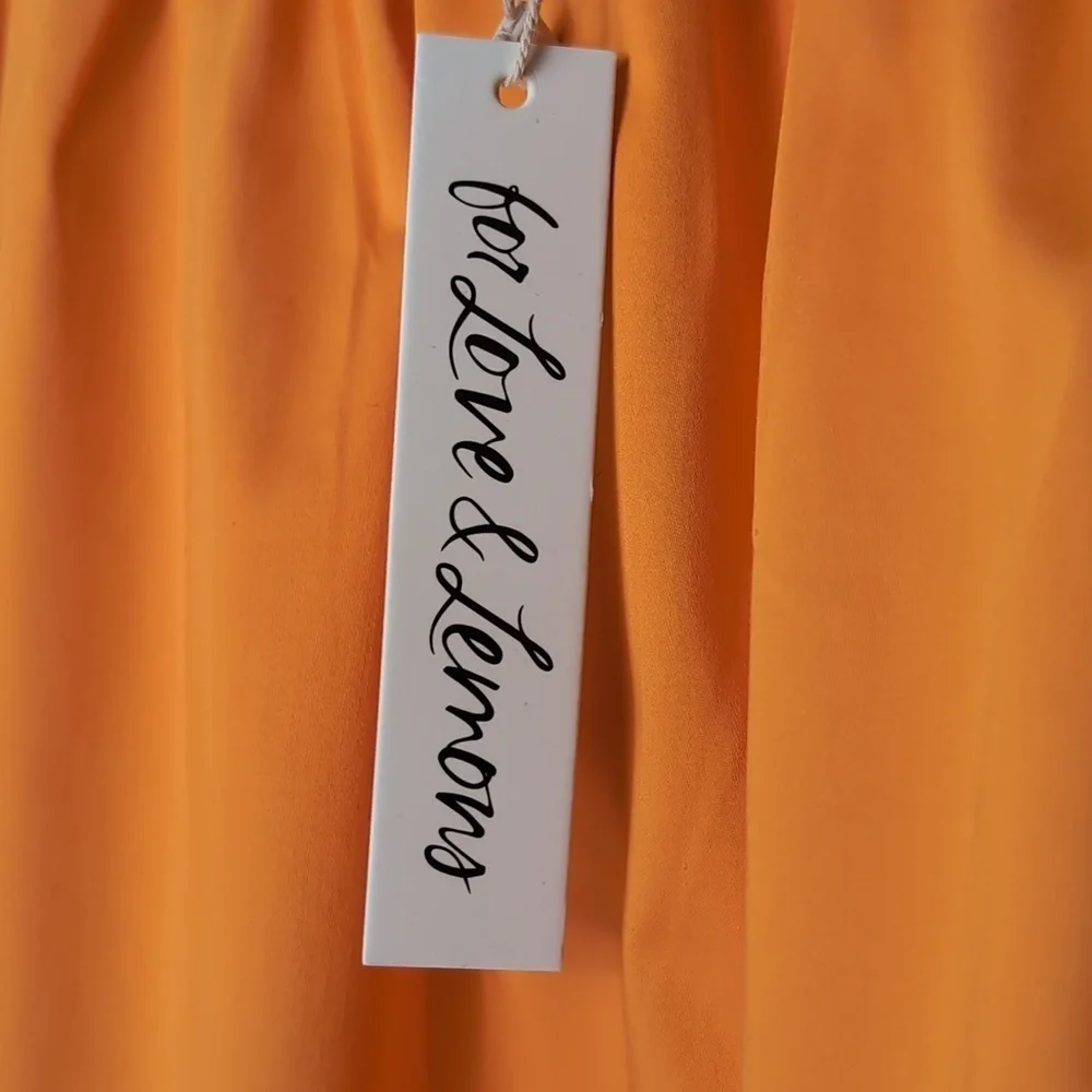 For Love & Lemons Vibrant Orange Women's 2x Midi Skirt Clementine Dazzle 2